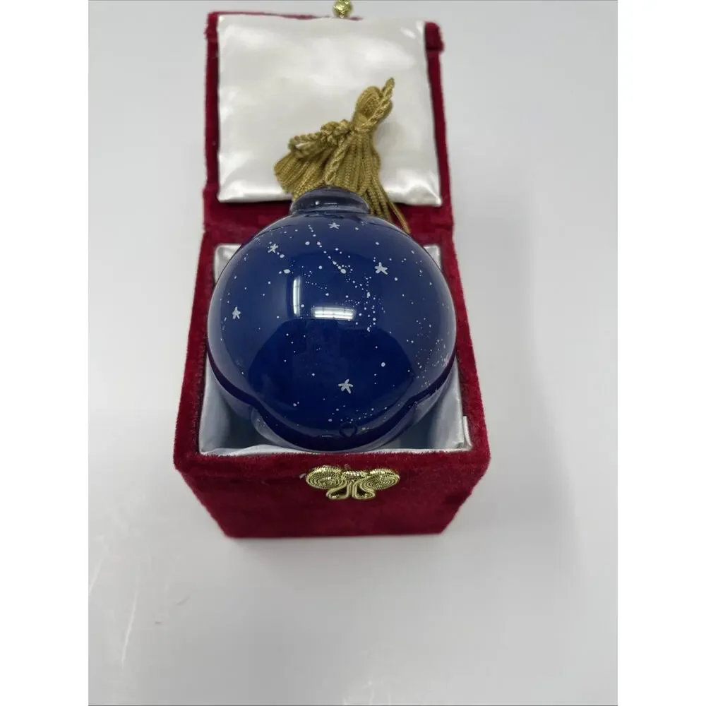 Li Bien Reversed Hand Painted Christmas Ornament Blue Angel Stars Tassel